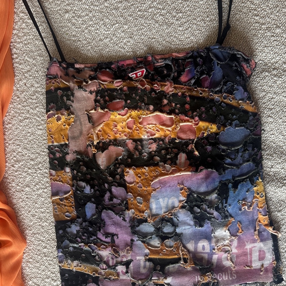 Diesel Women's Multicolor Distressed Cami Tank Top - Picture 3 of 5